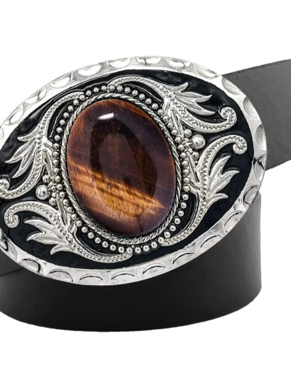 Men's Tiger Eye Vintage American Western Cowboy Turquoise Stone Belt Buckle